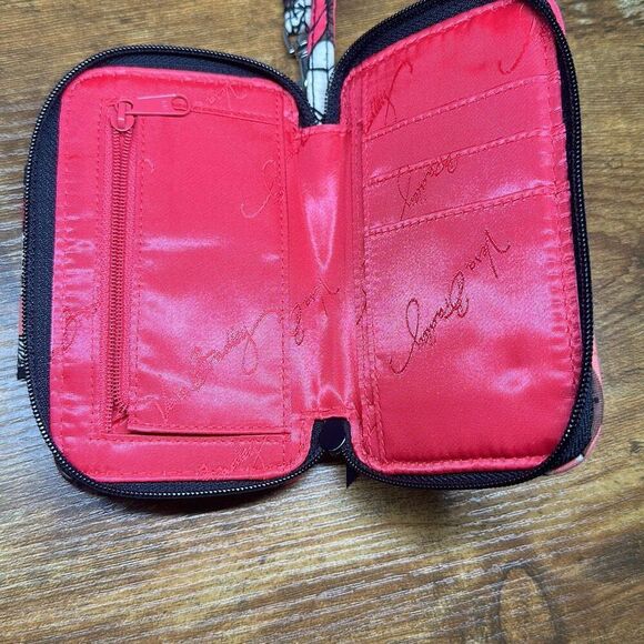 Vera Bradley Mocha Rouge Wristlet Clutch Pink Black Wallet ID Holder - Picture 6 of 7